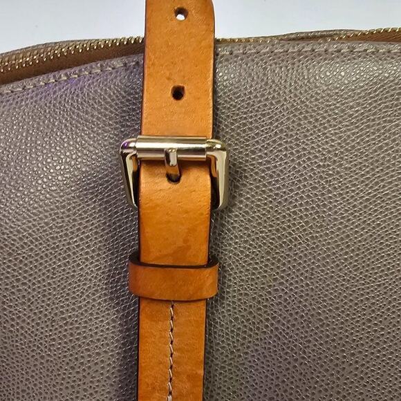 Dooney & Bourke Claremont Domed Satchel in Taupe Purse Bag - Picture 3 of 10